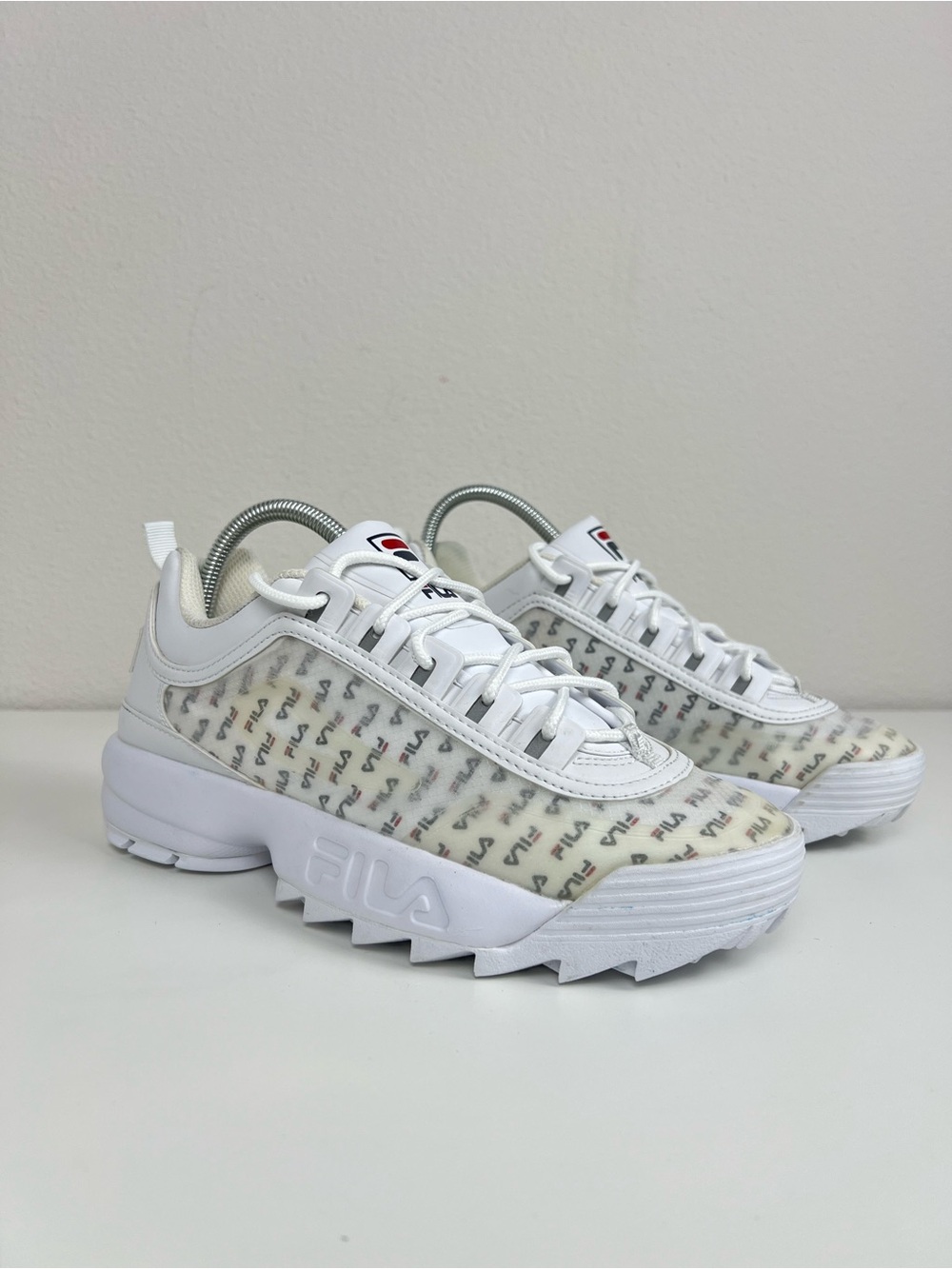 FILA Disruptor II‎ Clear Logos White Sneakers Women’s Size 9.5 Y2K Athleisure